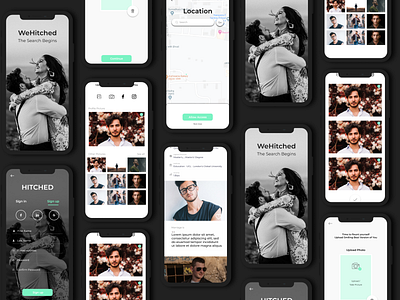 WeHitched adobe xd black dating datingapp datingwebsite design ui