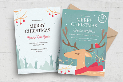 Merry Christmas Greetings Cards blue festive invitation merry christmas greetings cards reindeer snow