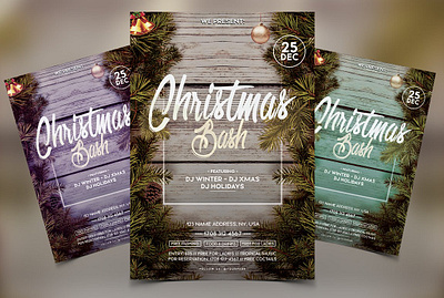 Merry Christmas Bash - Flyer Card christmas invitation christmas postcard invitation xmas invitation
