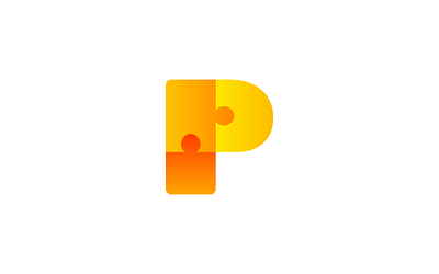 P for Puzzle Lettermark app association branding children connection game gaming group icon lettermark logo mihai dolganiuc design piece play playful project symbol team together unity