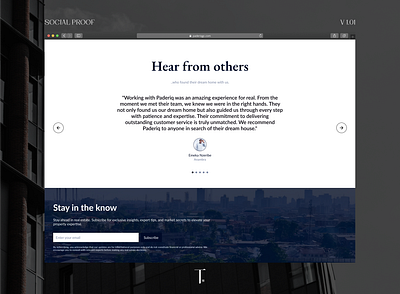 Social Proof for Paderiq - Real Estate Website blue clean minimal presentation presentation design real estate saas shots testimonial ui ui design ux ux design web web app web design website