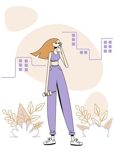 Ginger city girl - Style exploration ai citygirl coffee exploration ginger giperbolizm girl illus illustration plants style