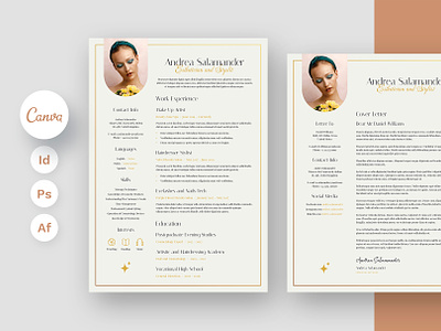 Resume and Cover Letter for Esthetician Templates Canva InDesign a4 template beauty business canva template cover letter canva cover letter design cover letter template digital product indesign template photoshop template print template resume canva resume design resume download resume editable resume for esthetician resume graphic template resume indesign resume photoshop resume template us letter template
