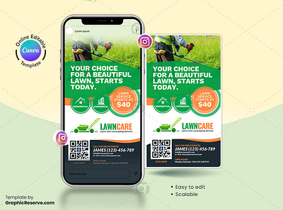 Lawn Care Service Instagram Story Banner Canva Template canva social media design canva web banner template canvas garden cleaning services instagram story design landscaping lawn care lawn care instagram story banner lawn care service banner design lawn care social media banner social media banner social media post template