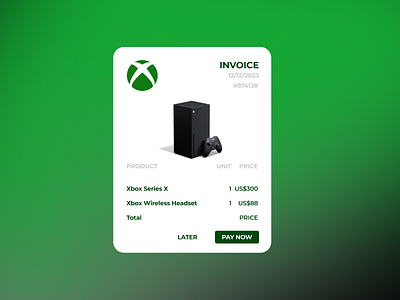 Invoince 046 🧾#DailyUI app branding design graphic design illustration invoice logo motion graphics seriesx ui uidesign uxui xbox xboxseriesx