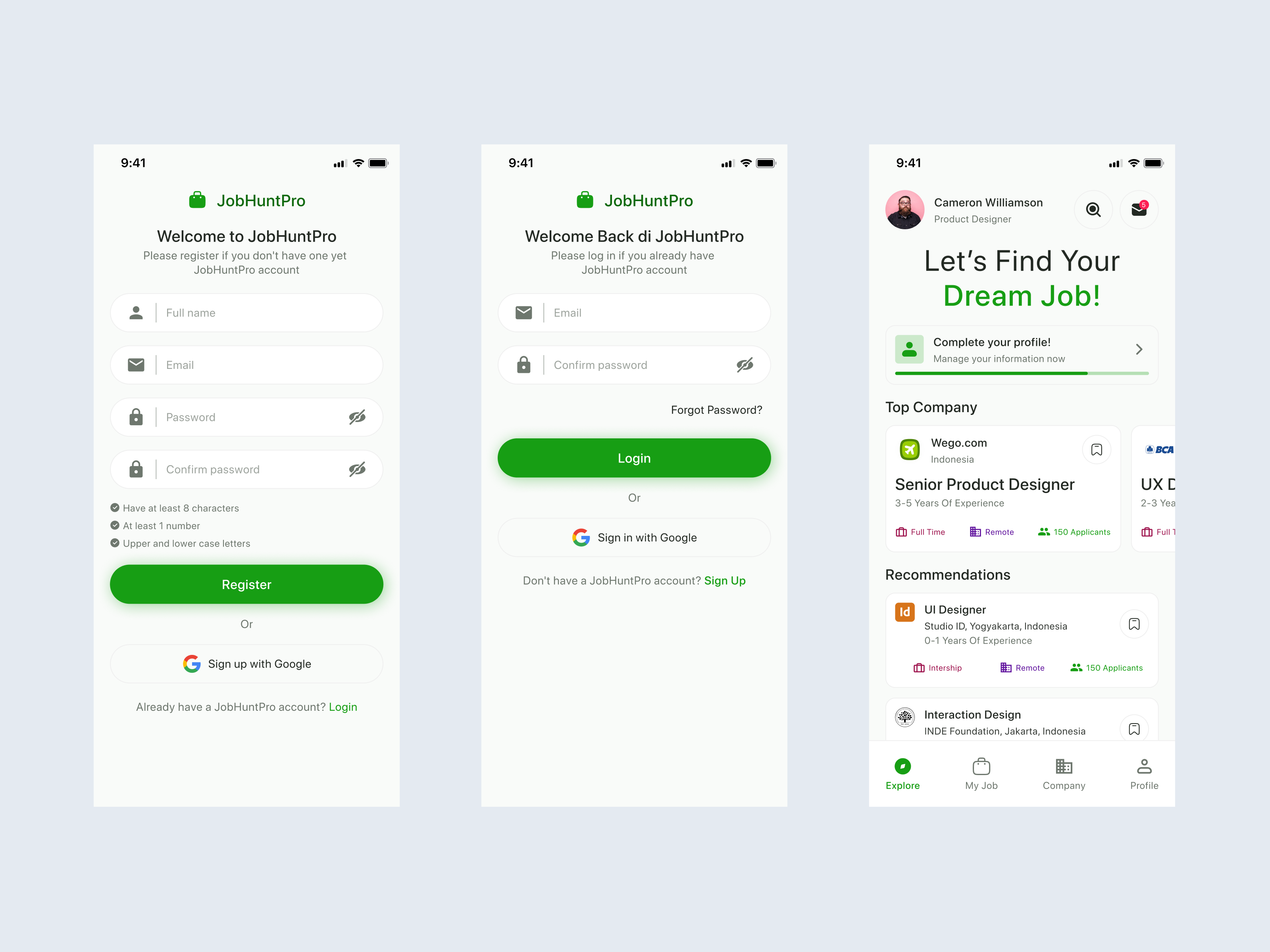 Job Finder Light - Mobile App by Rizqi Ramadhan on Dribbble