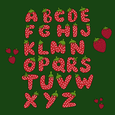 A set of cute strawberry alphabet drawn in vector animation app branding design graphic design illustration logo typography ui ux vector