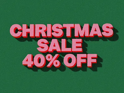Christmas sale 3d christmas illustration retro sale stripes typography vintage