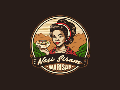 Traditonal Food Nasi Siram - Logo Design branding cartoon logo food logo girl mascot logo logo makanan mascot vintage logo