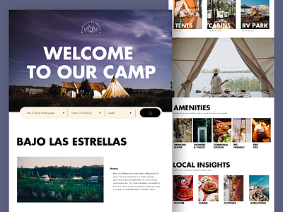 Camping Website Home Page branding web design web development
