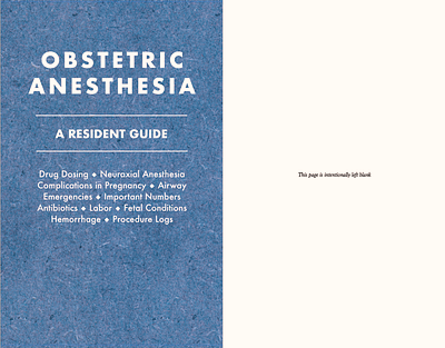 OB anesthesia resident guide