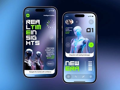 IntelTrade - Mobile App Concept ai app blue branding concept creative cyborg design finance ios market mobile mobileapp realtime stocks trading typography ui uitips ux