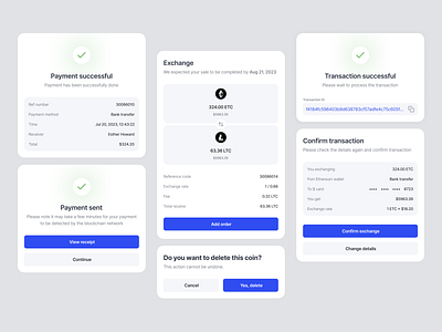 Cryptocurrency wallet – popups confirm confirmation cryptocurrency dark mode dark theme details exchange financial app fintech app payment payment sent popups product trades trading app transaction wallet web 3.0 web3 webapp