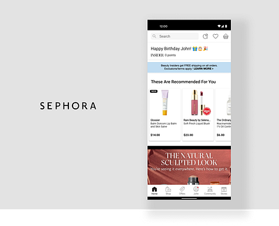 Sephora Home Screen - Design by ByteScale branding graphic design ui