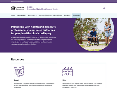 Queensland Spinal Cord Injuries Services knowledge hub design system ui web design