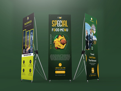 Roll up banner design/business/travel/food banner design food roll up new roll up banner presentation roll up top design