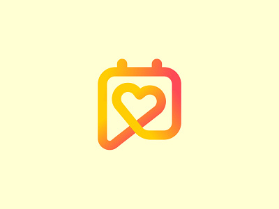 Dating app logo design app icon app logo calendar chat couple date dating dating app gradient heart logo logo design love love app message orange ui ux