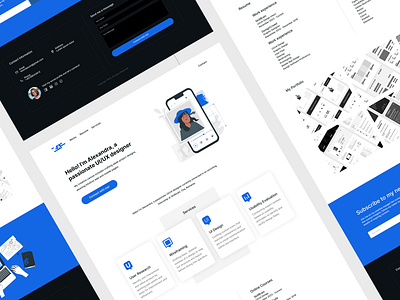 Designer Portfolio: Clean, White & Blue Homepage designer figma portfolio portfolio page portfolio page design simplistic ui uiux design white and blue palette