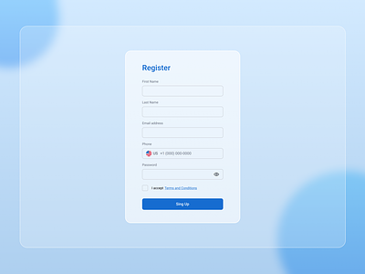 Register page btn button company design inputs label log in phone register sing up ui uiux ux webdesign