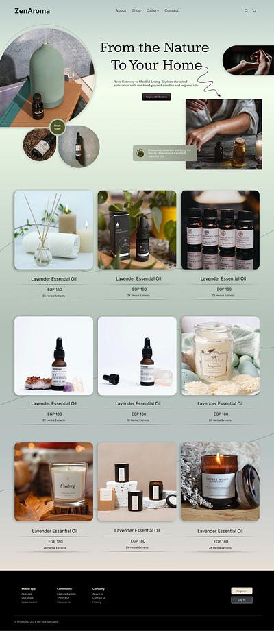 ZenAroma: Tranquil Bliss Through Nature's Essence natural oils relaxtaion ui