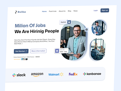 BraVaa- finding job agency agency concept creative design finding job hiring landing page minimal trending ui uiux webdesign website