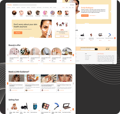 Cosmetic Website - Landing Page b 2 c banner beauty blog buy and sell card cosmetic design hiro section landing page offer online shop peach fuzz ui ui design ui inspiration ux web webdesign website