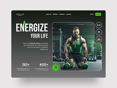 Gym Fitness center - Web design / UI ai design fitness green gym landing ui webdesign