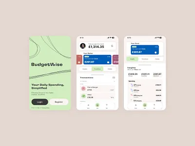 UI // BudgetWise – Mobile Financial Layout bank banking concept design financial financial app fintech flat minimal mobile app mobile ui prototype ui ux