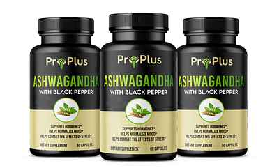 Ashwagandha with black pepper supplement label design label design protein powder