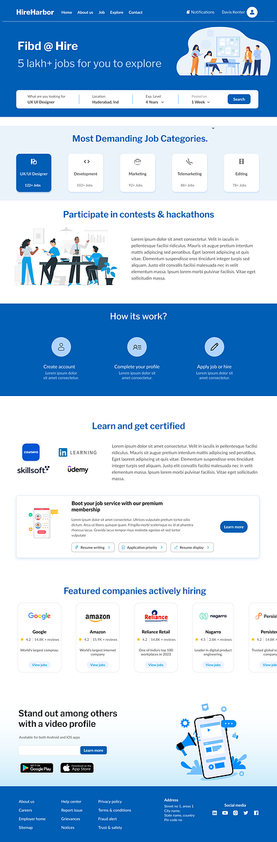 HireHarbor Website design figma hire job landing page placement ui ux web website