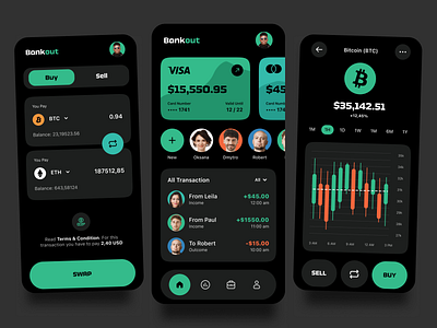 Bankout – Creative Mobile App. Banking, Cryptocurrency, Minimal android app bankining card clean creative credit design fintech interface ios minimal minimalism mobile product