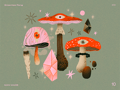 10 | Greentea Peng — MAN MADE 2021 album album cover artwork countdown fungi greentea peng illustration mushroom music