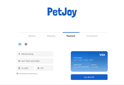 Pet Store Payment Checkout checkout credit card dailyui payment pet store ui