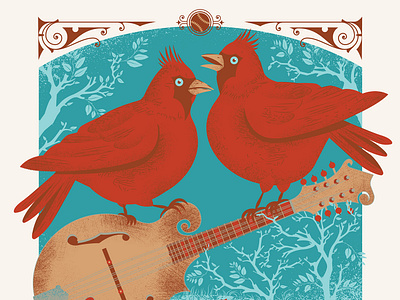 Bush on Busch cardinal illustration mandolinist new grass revival. sam bush