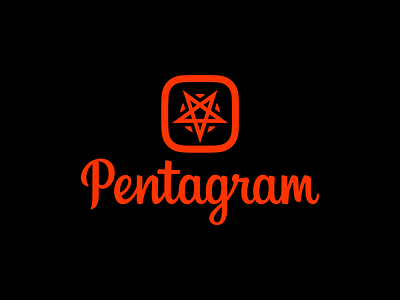 Pentagram 666 app icon branding doomscroll fire logo parody satanic satire social media typography