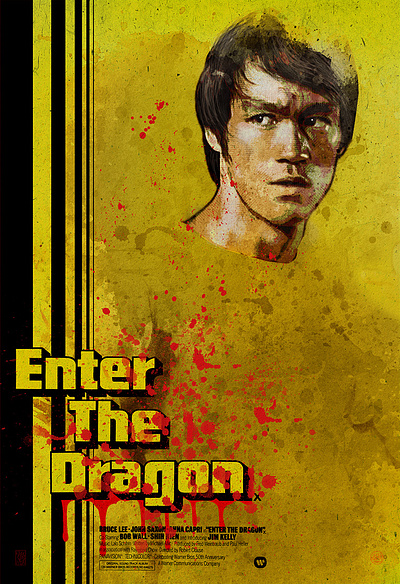 Enter The Dragon alternative movie poster bruce lee illustration illustrator martial arts portrait