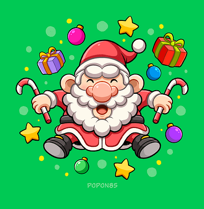 Santa's Playful Parade cartoon character character design chibi christmas cute design digital art drawing gift illustration merry christmas santa santa claus xmas