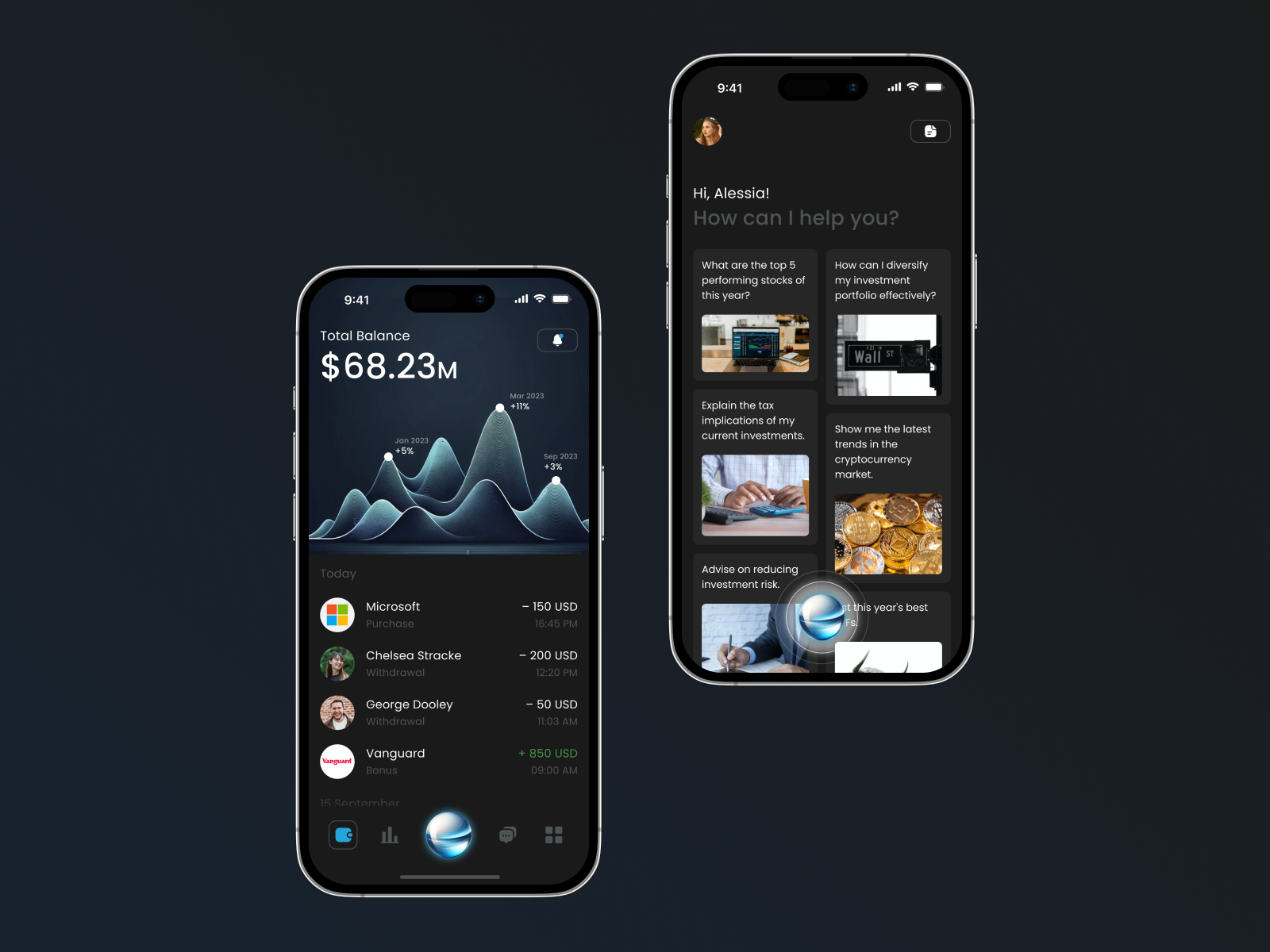 Digital Wealth Assistant: Your Personal Finance Guide ai appdesign artificialintelligence digitalassistant finance financialapp financialtechnology fintech investment marketanalysis mobileapp personalfinance portfoliomanagement smartinvesting tech ui ux wealthmanagement wealthtech
