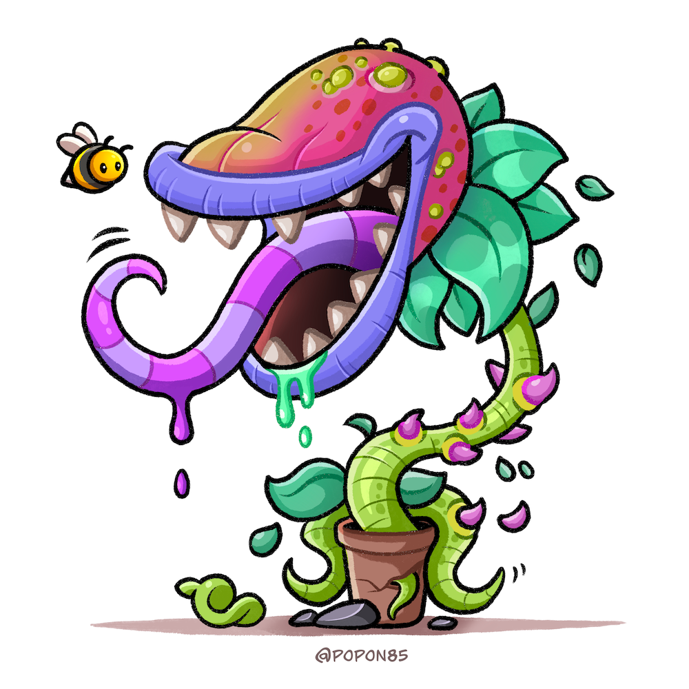 Monster Plant bee cartoon character character design creature digital art drawing green illustration leaf monster plant