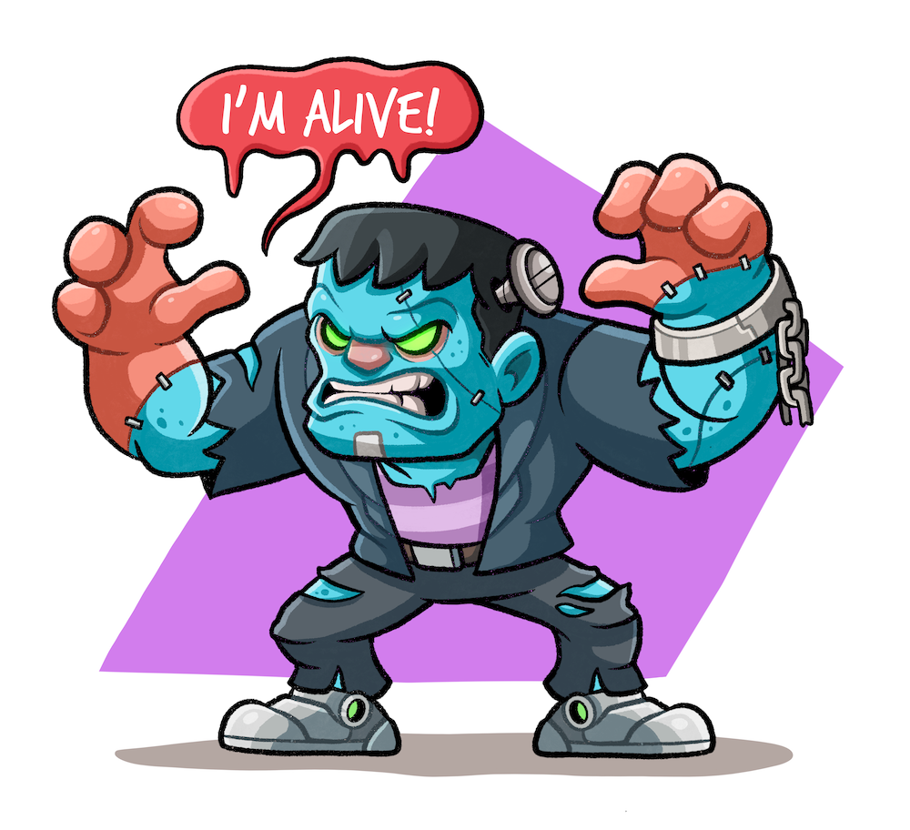 Frankenstein cartoon character character design design digital art drawing frankenstein illustration mascot
