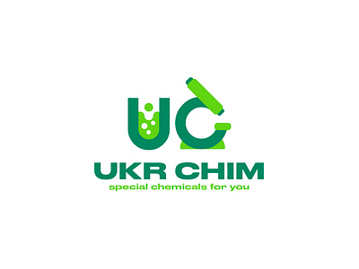 Ukr Chim [Industry] brand identity branding c logo chemicals logo chemistry logo creative logo green logo logo logo design microscope logo modern logo reagent logo test tube logo u logo uc logo ukr chim ukr chim logo ukrainian logo