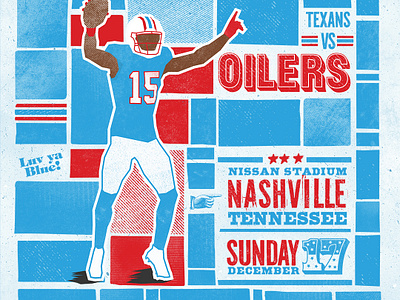 Texans Vs OIlers Gameday Poster color football graphic design hatch show print ill nashville nfl oilers poster sports titans tn vector vector art