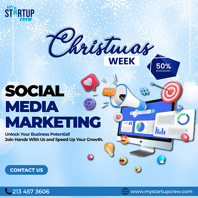Social Media Marketing Christmas branding christmas week design discount graphic design illustration logo marketing service media marketing social media marketing typography ui ux vector web design