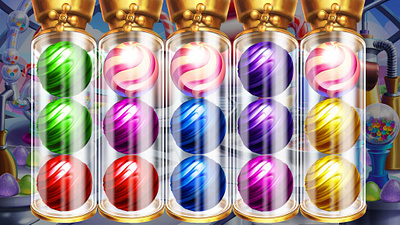 Colorful illustration of the Bonus Game for the Sweets slot bonus bonus game bonus round bonus screen bonus slot gambling gambling art gambling design game art game design game designer graphic design slot design sweet slot sweets themed