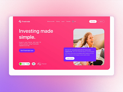 Freetrade Homepage ⏲ Quick Fix animation branding hero homepage interaction ui ux