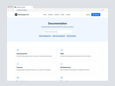 SaaS Documentation - Whitespace UI #46 design system documentation free ui kit saas saas design saas ui support ui ui kit web app ui web application