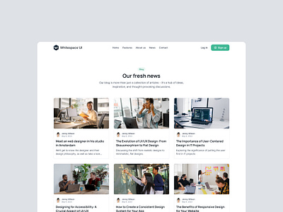 Blog page UI - Whitespace UI #51 blog design ui blog page ui blog ui design system free ui kit ui kit