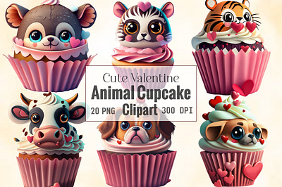 Cute Valentine Animal Cupcake Clipart valentine shirt