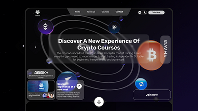 YHAVO - Crypto Courses Web Design 3d animation graphic design ui