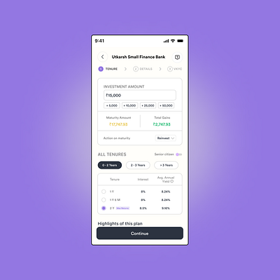 Re-designing tenure and amount selection screen for Stable Money